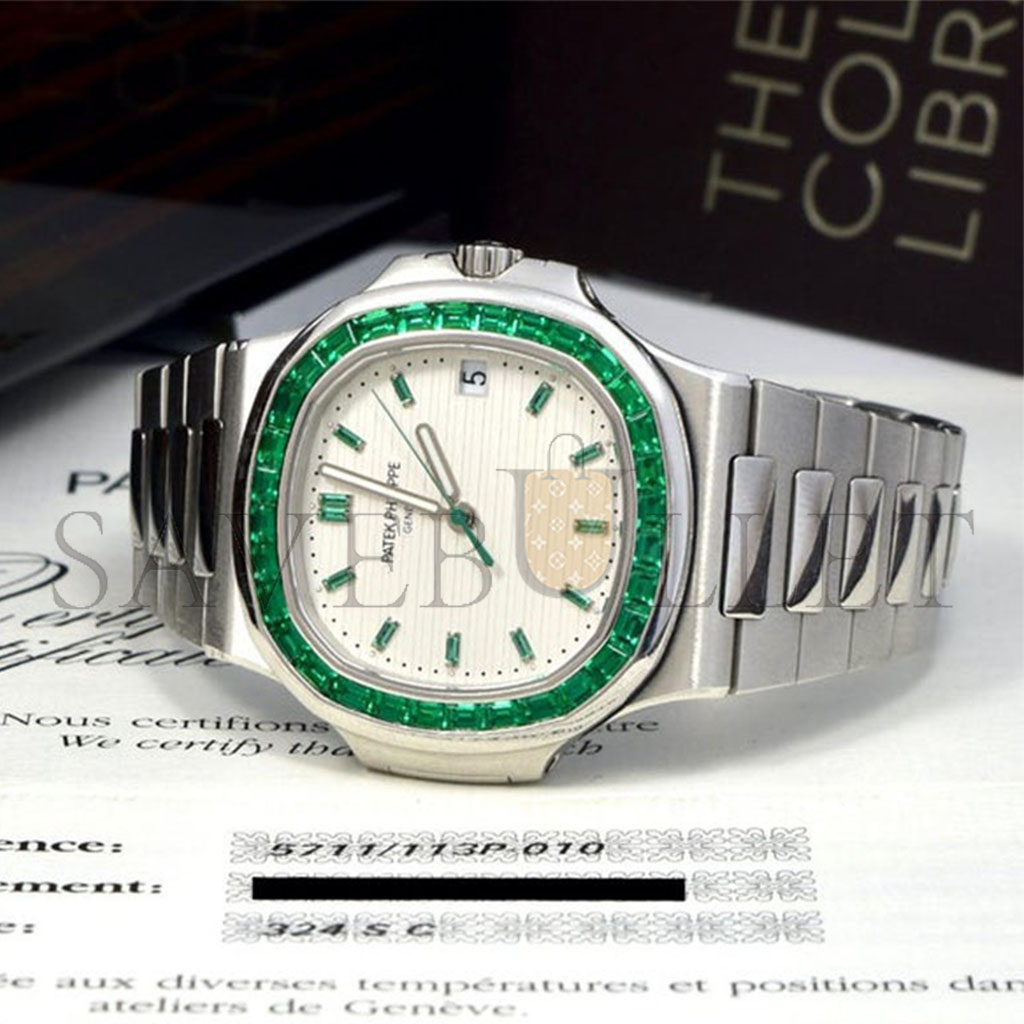 PATEK PHILIPPE EMERALD NAUTILUS WATCH 5711P